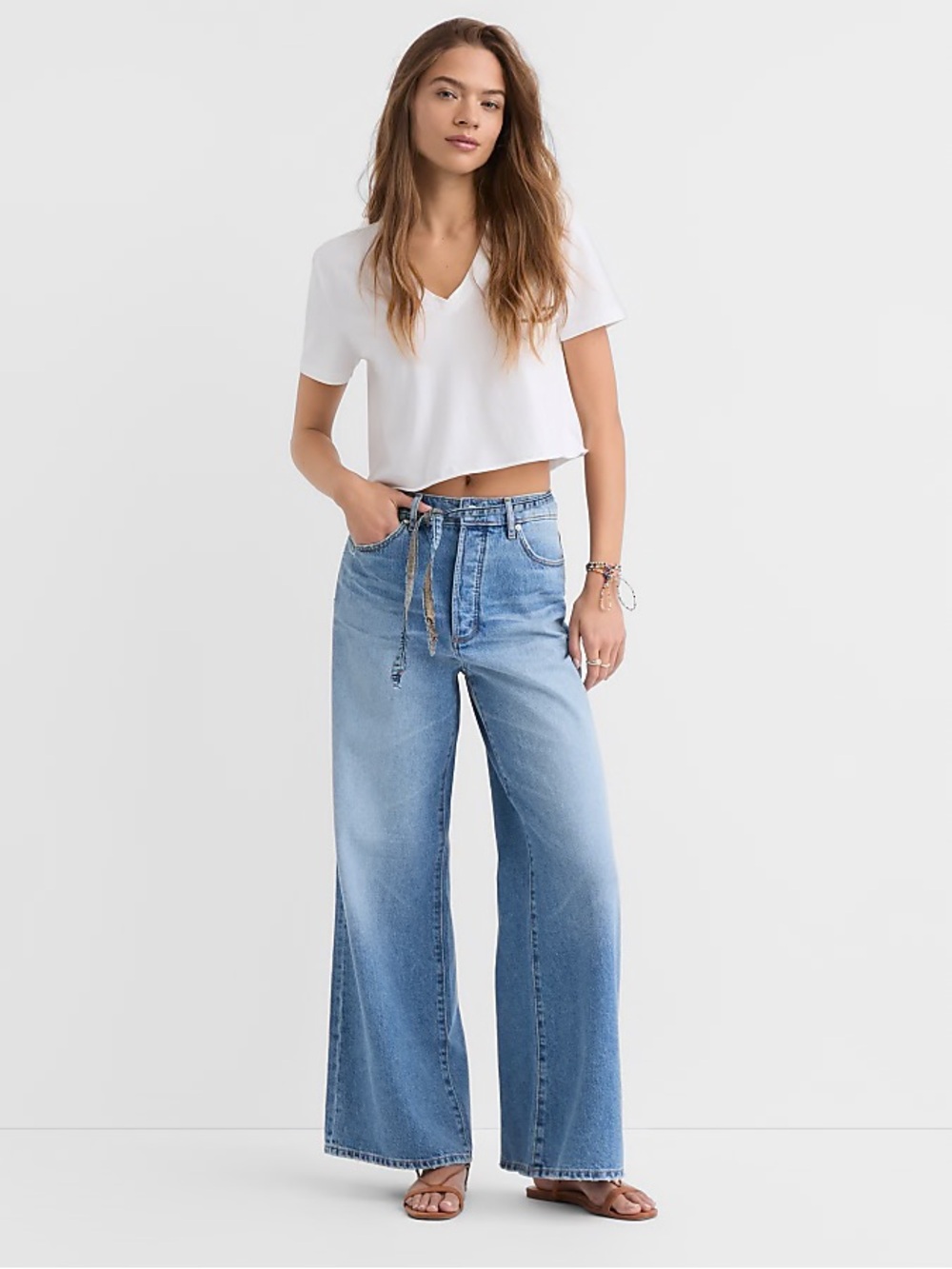 Loft Rivete Petite High Rise Relaxed Wide Leg Jeans in Light Wash 26